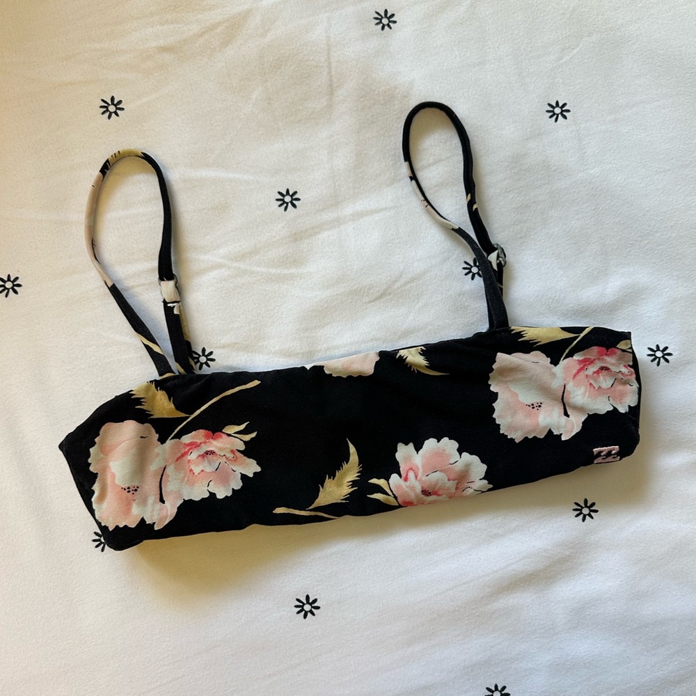 Billabong black floral bathing suit top